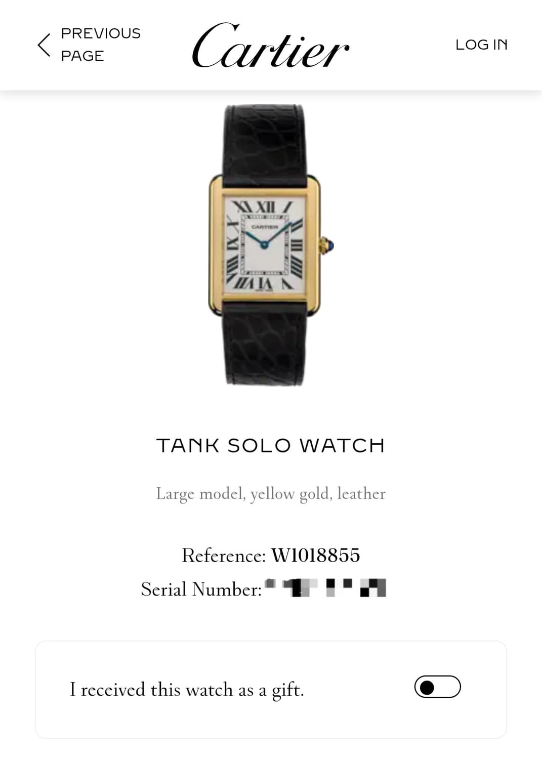 [까르띠에 정품보증서] 탱크솔로 18K 옐로우골드 L 쿼츠 남성시계 06 상품이미지9