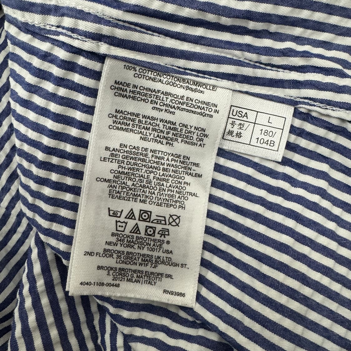 L(105) 브룩스브라더스 시어서커 포켓 스트라이프 남방 셔츠  상품이미지6