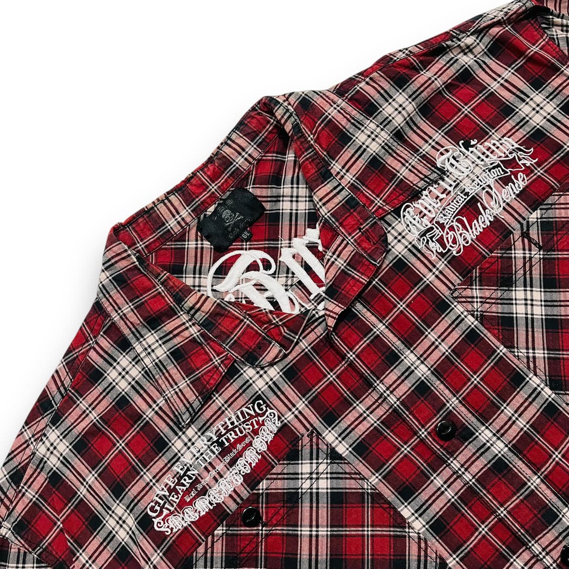 펑크 C.D.S 성모 마리아 엔젤 자수 체크 오버핏 셔츠 상품이미지5