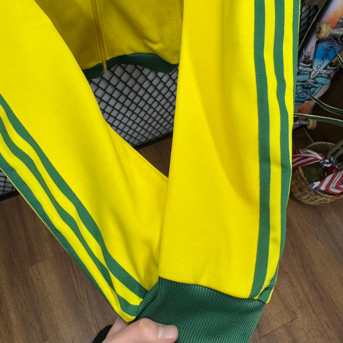 00s 아디다스 베켄바우어 트랙자켓 전면 레터링 로고 포인트 옐로 그린 상품이미지8