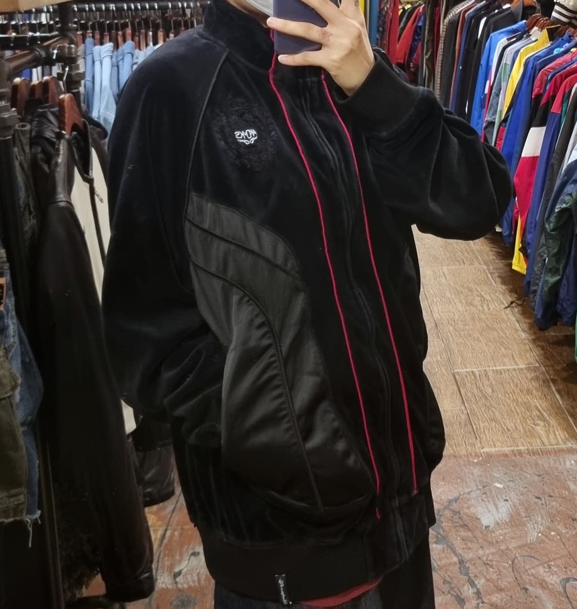 [Hi] vtg 빈티지 벨로아 벨벳 져지 블랙 상품이미지3