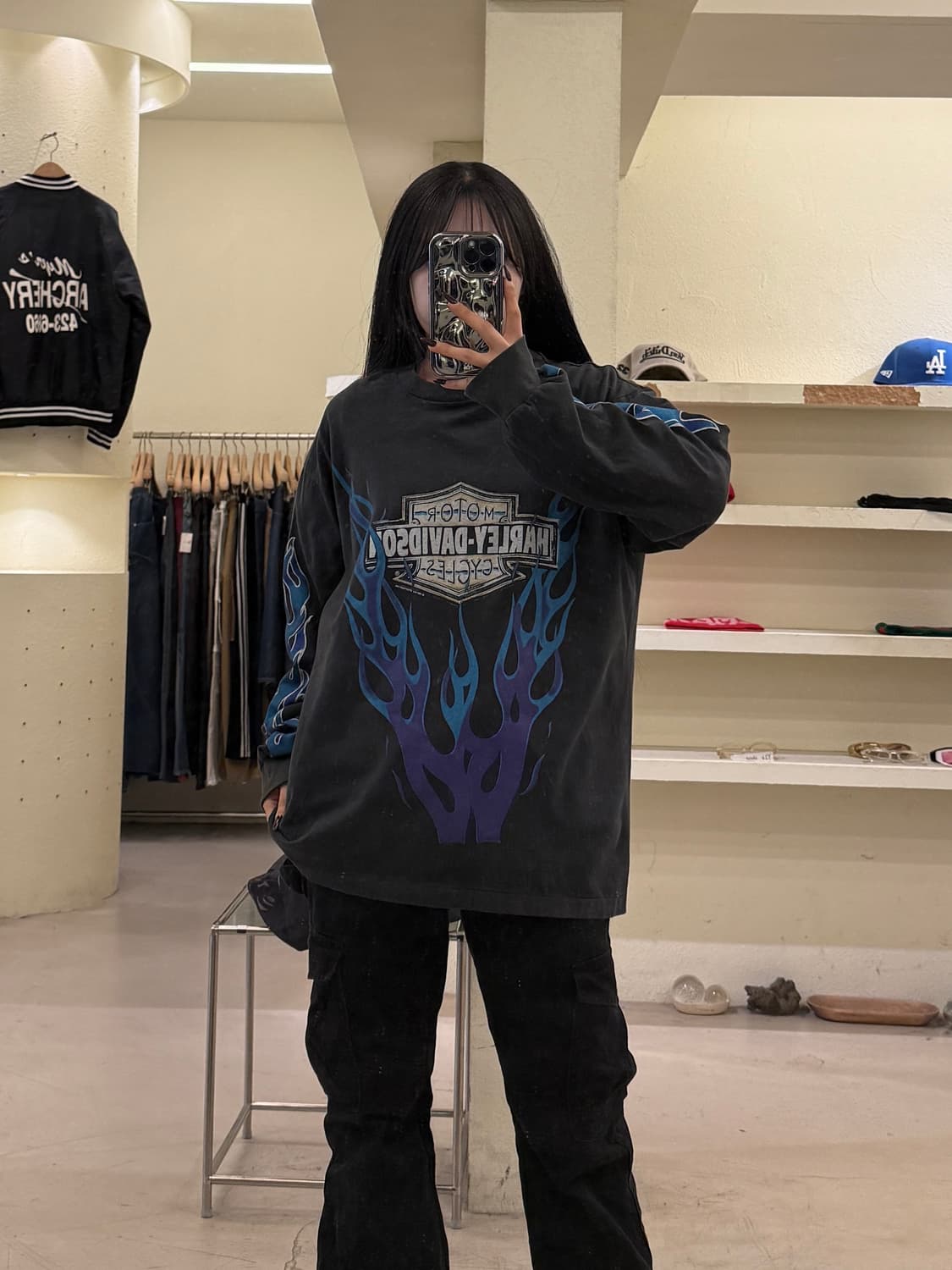 할리데이비슨 플레임 롱슬리브 티셔츠 U1672 상품이미지1