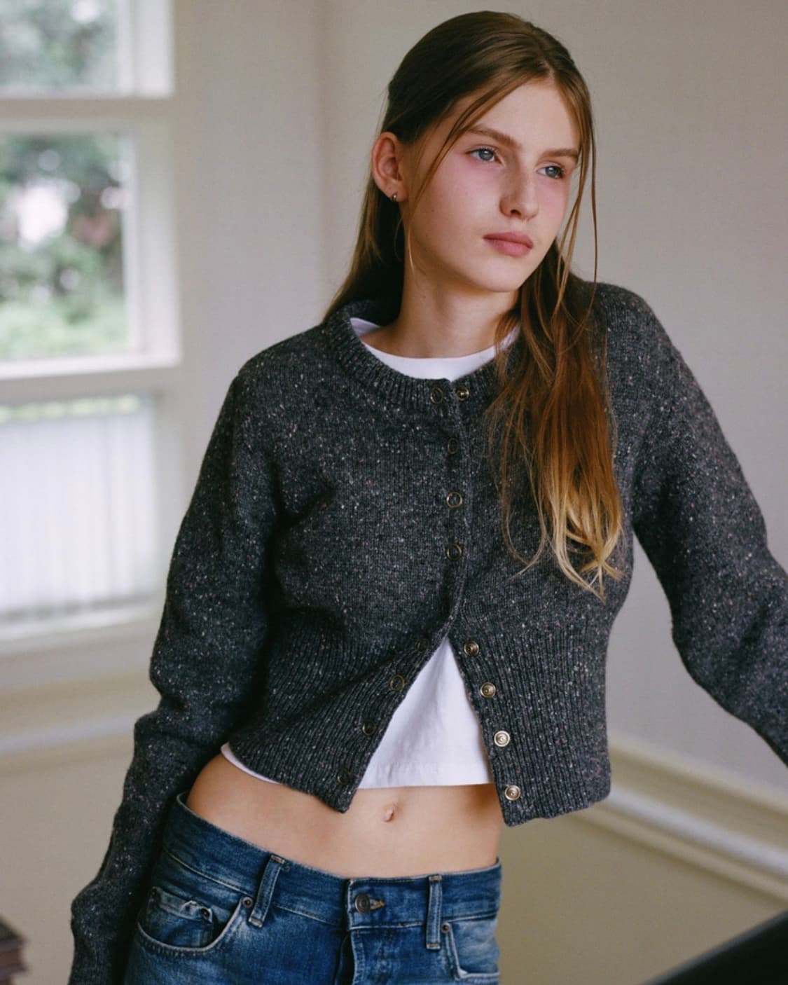 레터프롬문 코니 더스트 파인 울 가디건 그레이 상품이미지4