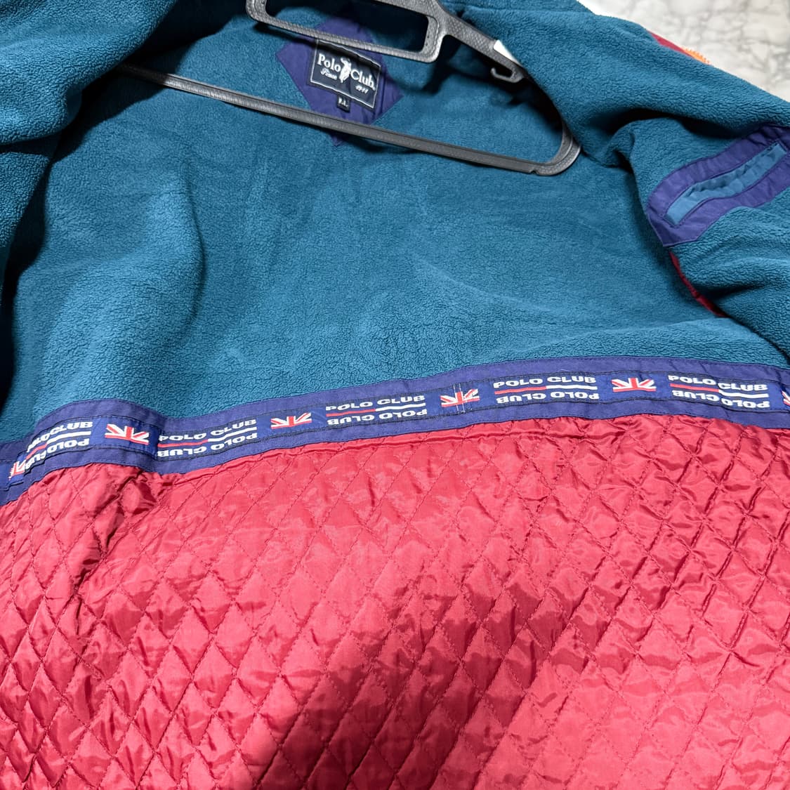 폴로 스포츠 올드스쿨 배색 플리스 디테일 퀼팅 집업 자켓 상품이미지8