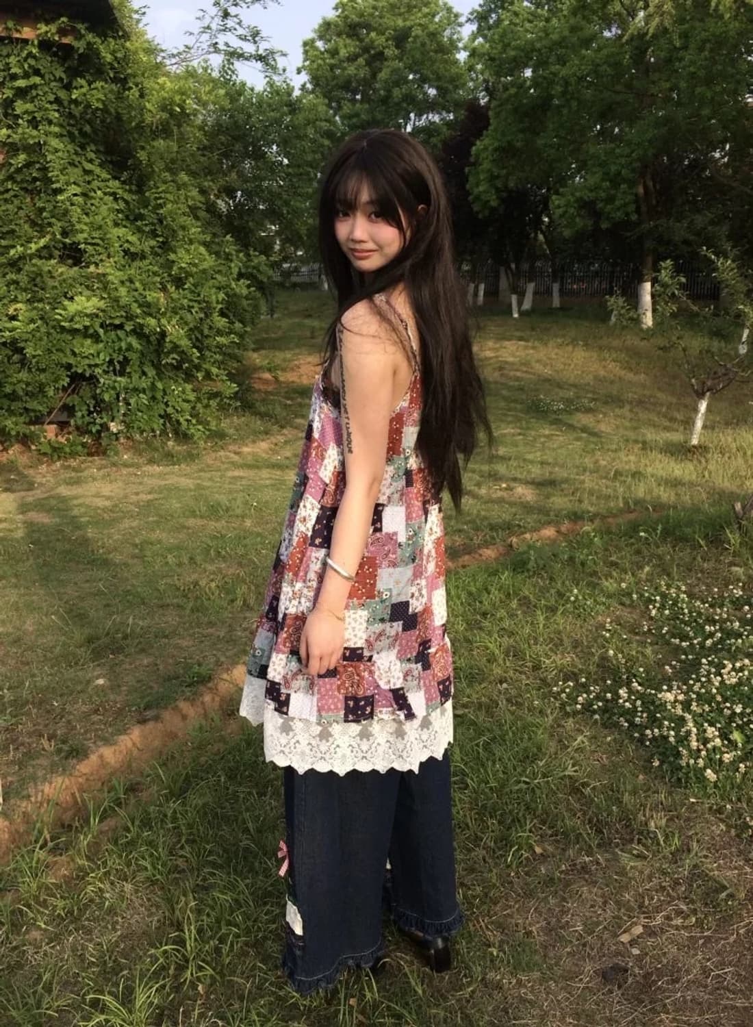 패치워크 레이스 나시 원피스 상품이미지3