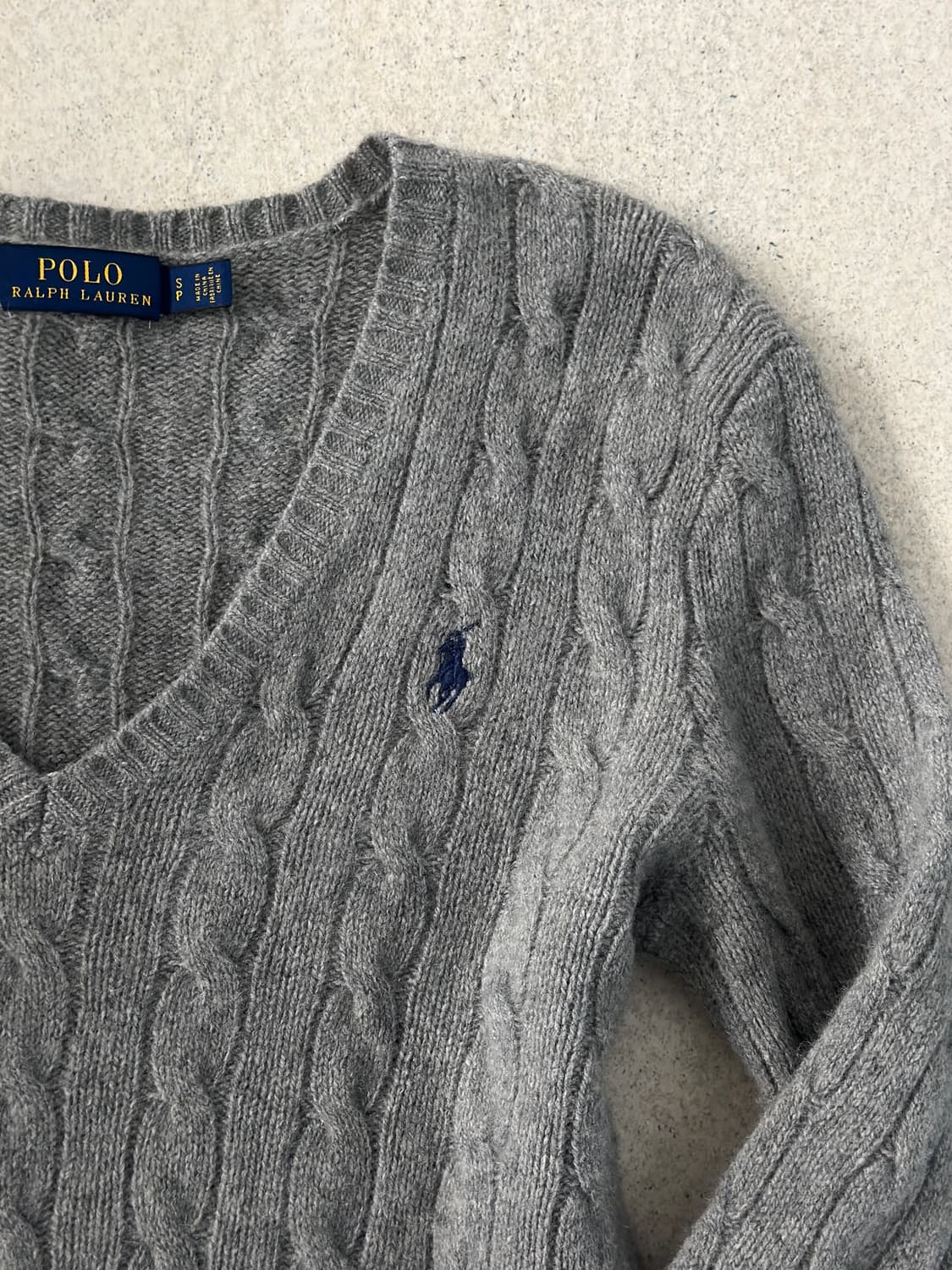 폴로 랄프로렌 그레이 울 캐시미어 케이블 니트  상품이미지4