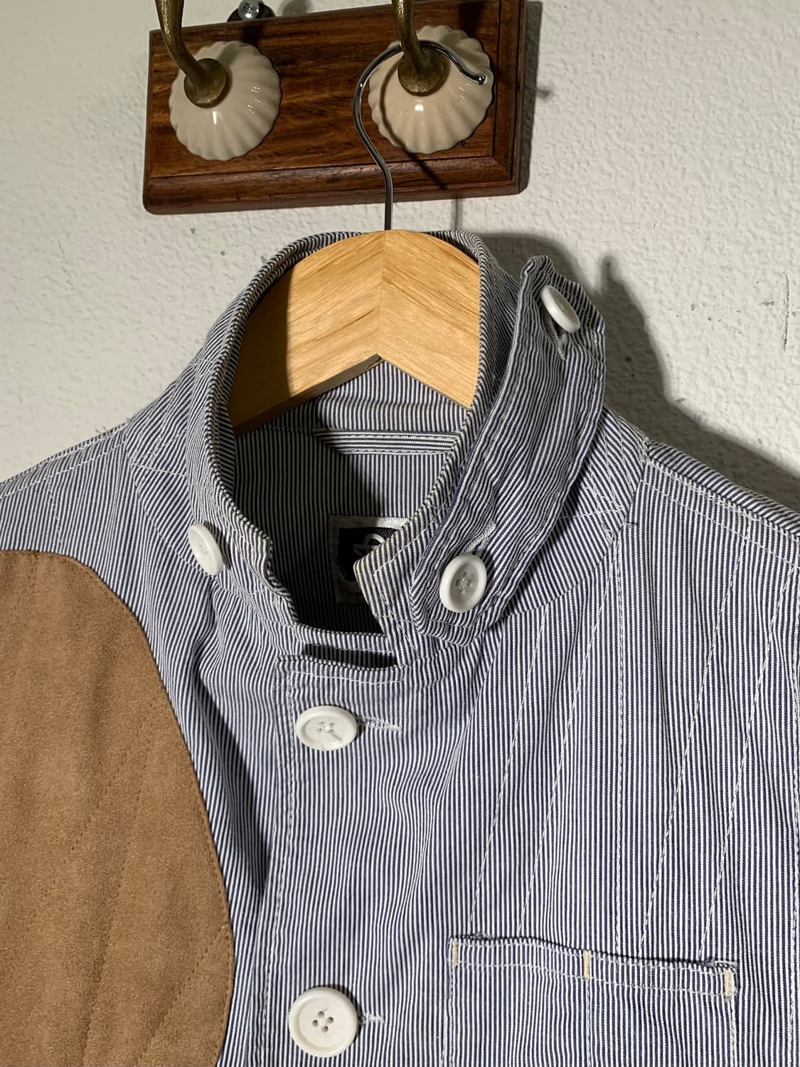 엔지니어드가먼츠 스트라이프 가죽 패치 테일러 자켓 상품이미지3