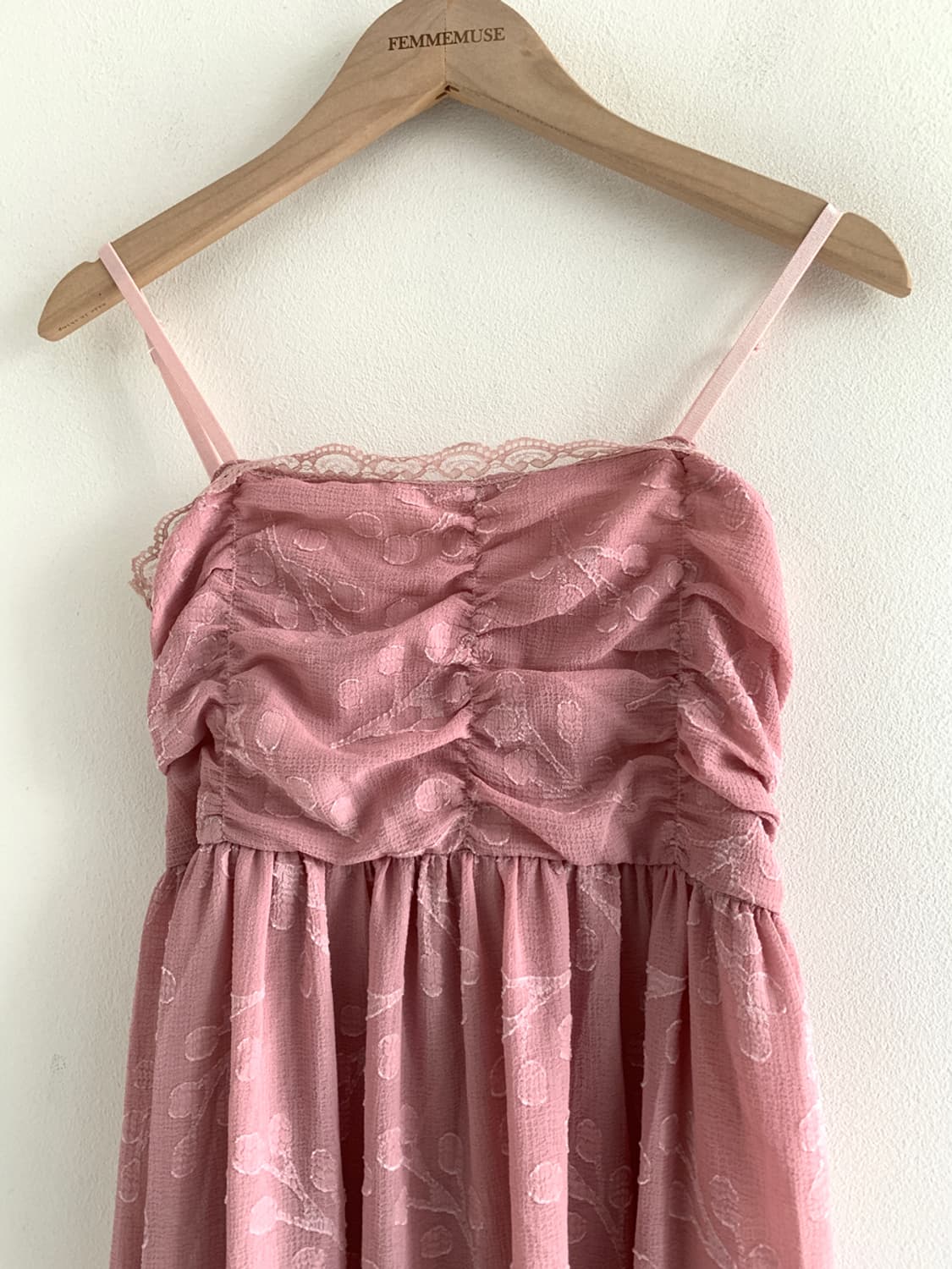 Flower lace shirring slip dress 상품이미지3