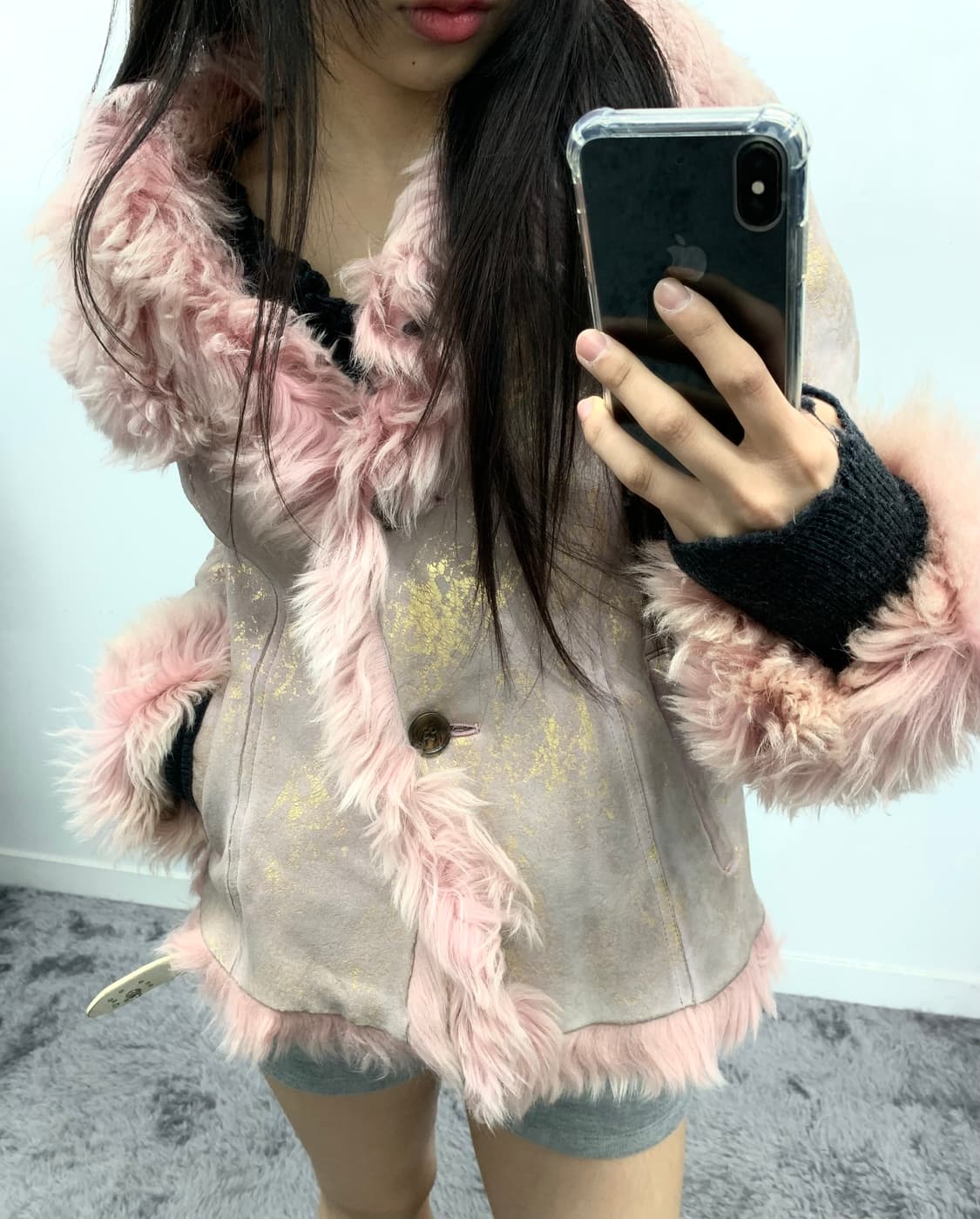 핑크 퍼 스웨이드 자켓 상품이미지2