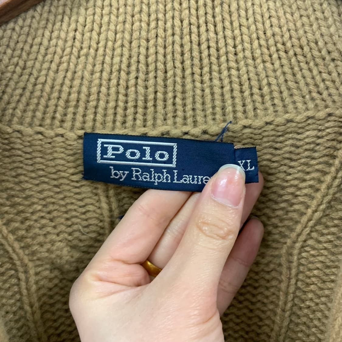 폴로 랄프로렌 베이지 숄카라 케이블 니트 가디건 상품이미지5