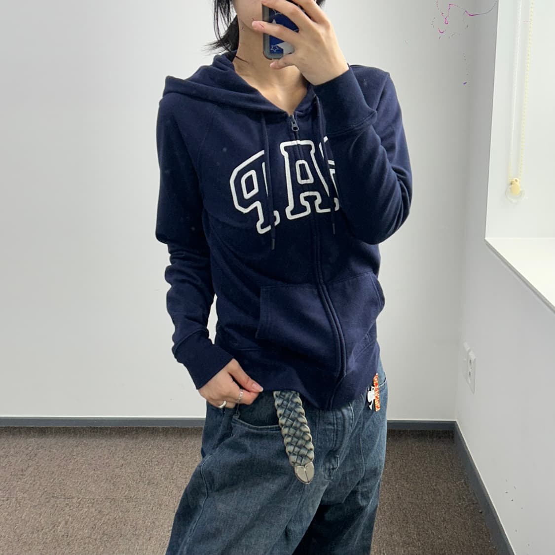 Gap 갭 네이비 로고 네이비 후드집업 상품이미지2