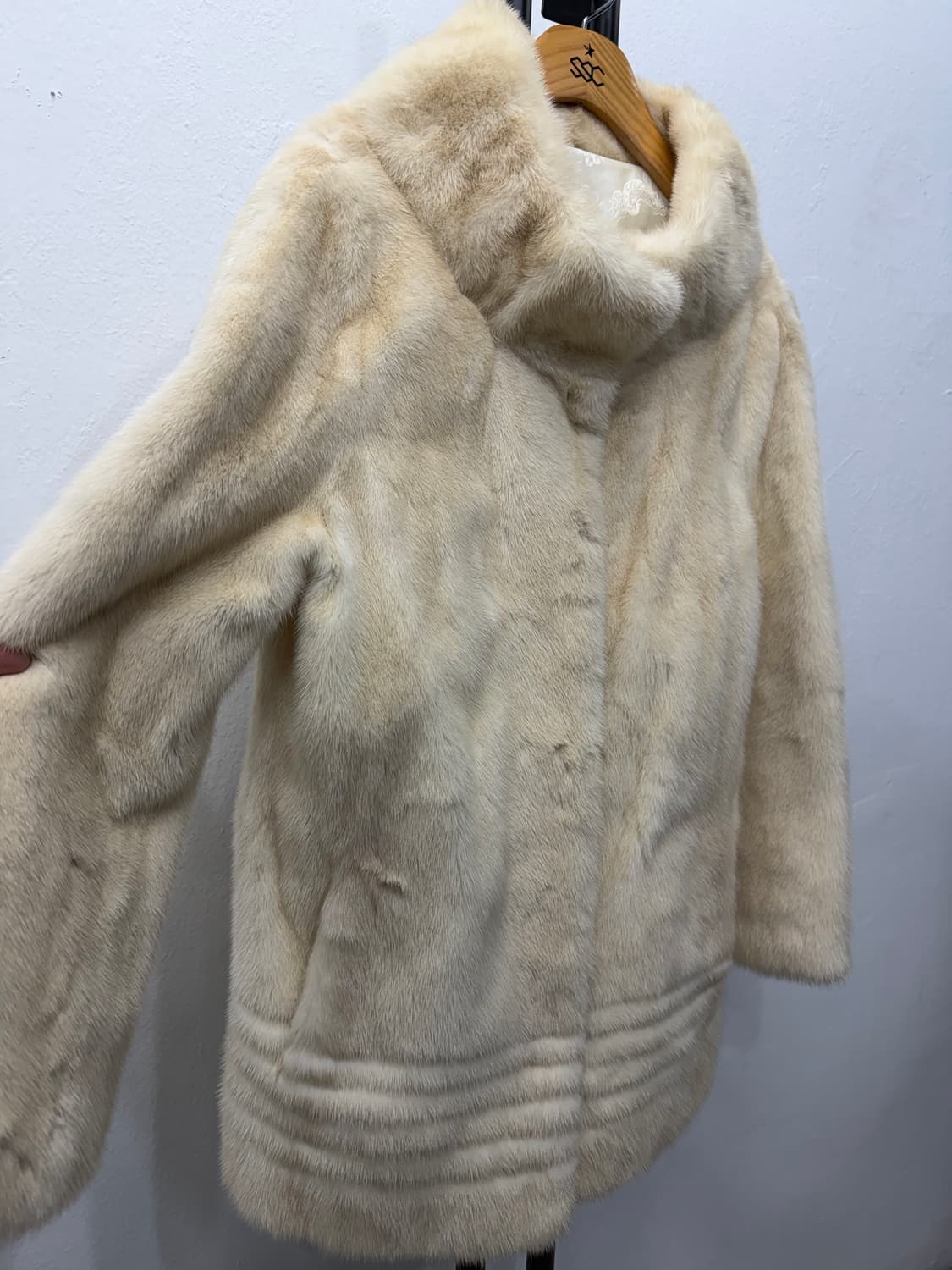 정품) 끌레베 & 진도 A라인 아이보리 천연 밍크 퍼 코트 91 상품이미지2