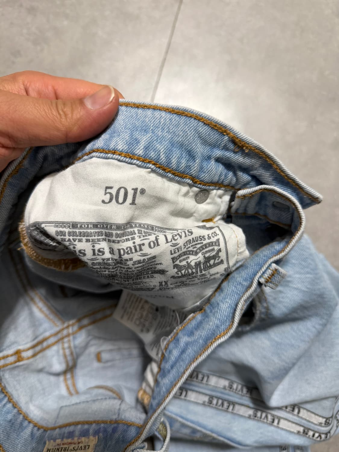 리바이스 프리미엄 빅 E 사이드로고 501 데님팬츠 24인치 상품이미지7