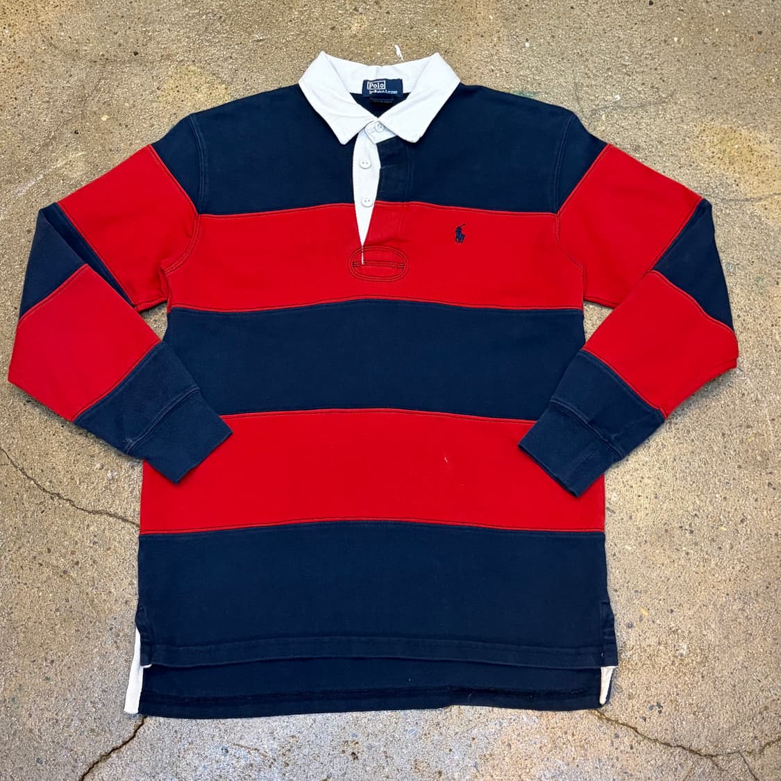 00s USA 빈티지 폴로랄프로렌 67 스트라이프 럭비티 카라티 상품이미지1