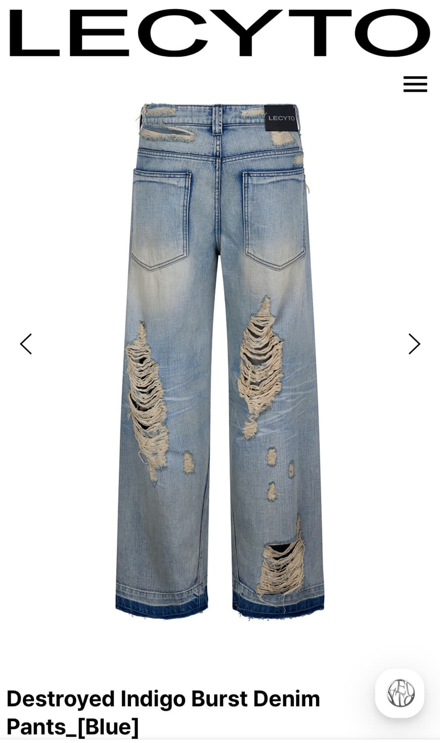 [M] 레씨토 디스트로이드 인디고 버스트 데님팬츠 상품이미지2