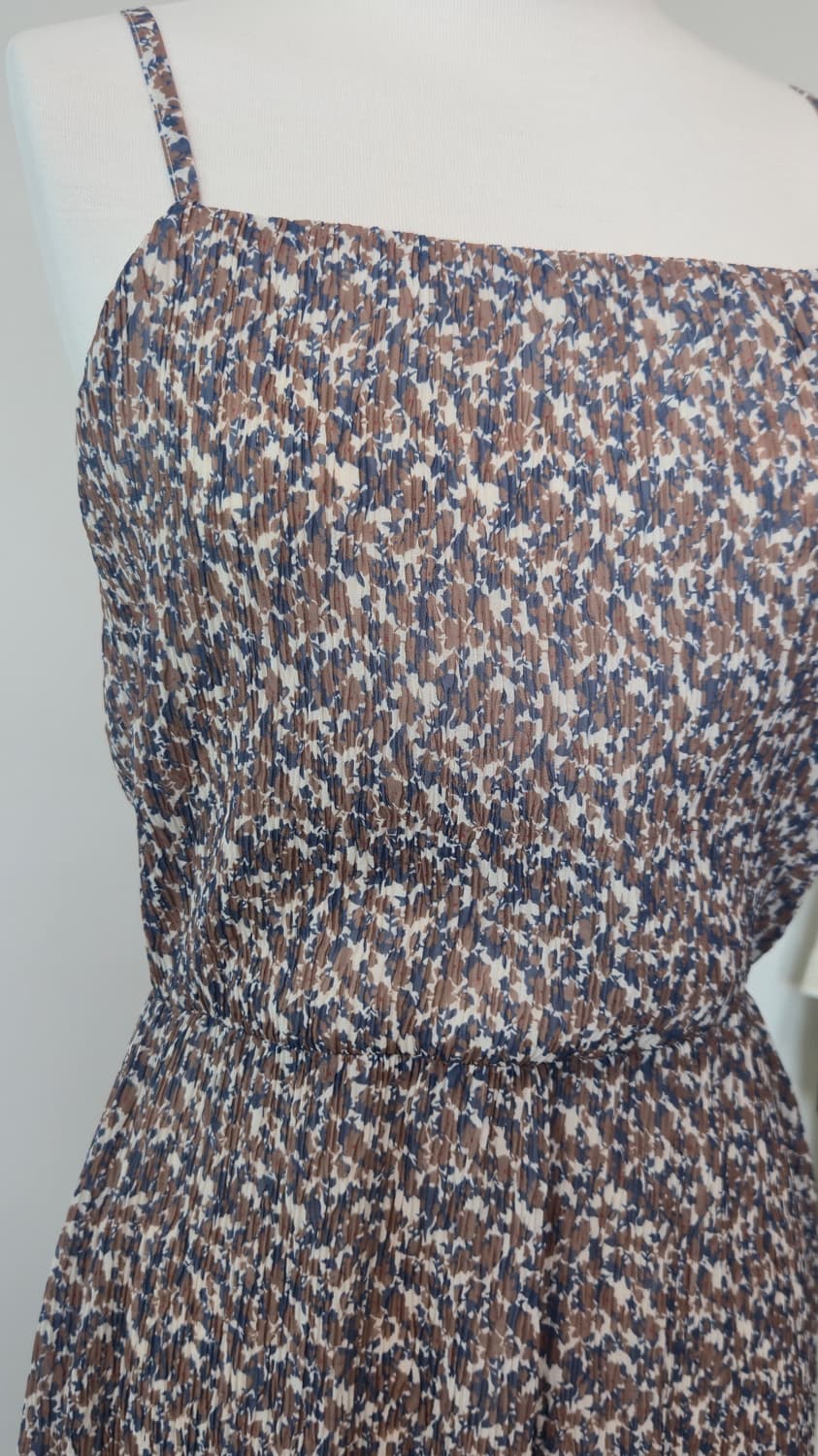 폴리 잔꽃 롱 원피스 M 브라운 패턴 나시 뷔스티에 밴딩 상품이미지6