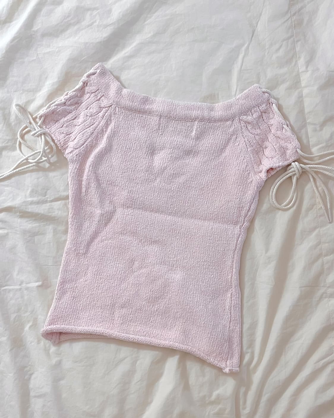 쓰리타임즈 케이블 니트 탑 핑크 S 상품이미지3