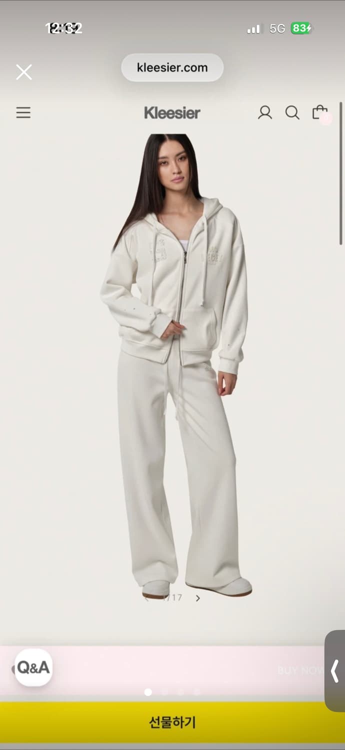 Kleesier 클리시어 크리스탈 후드집업 화이트 Free 상품이미지1