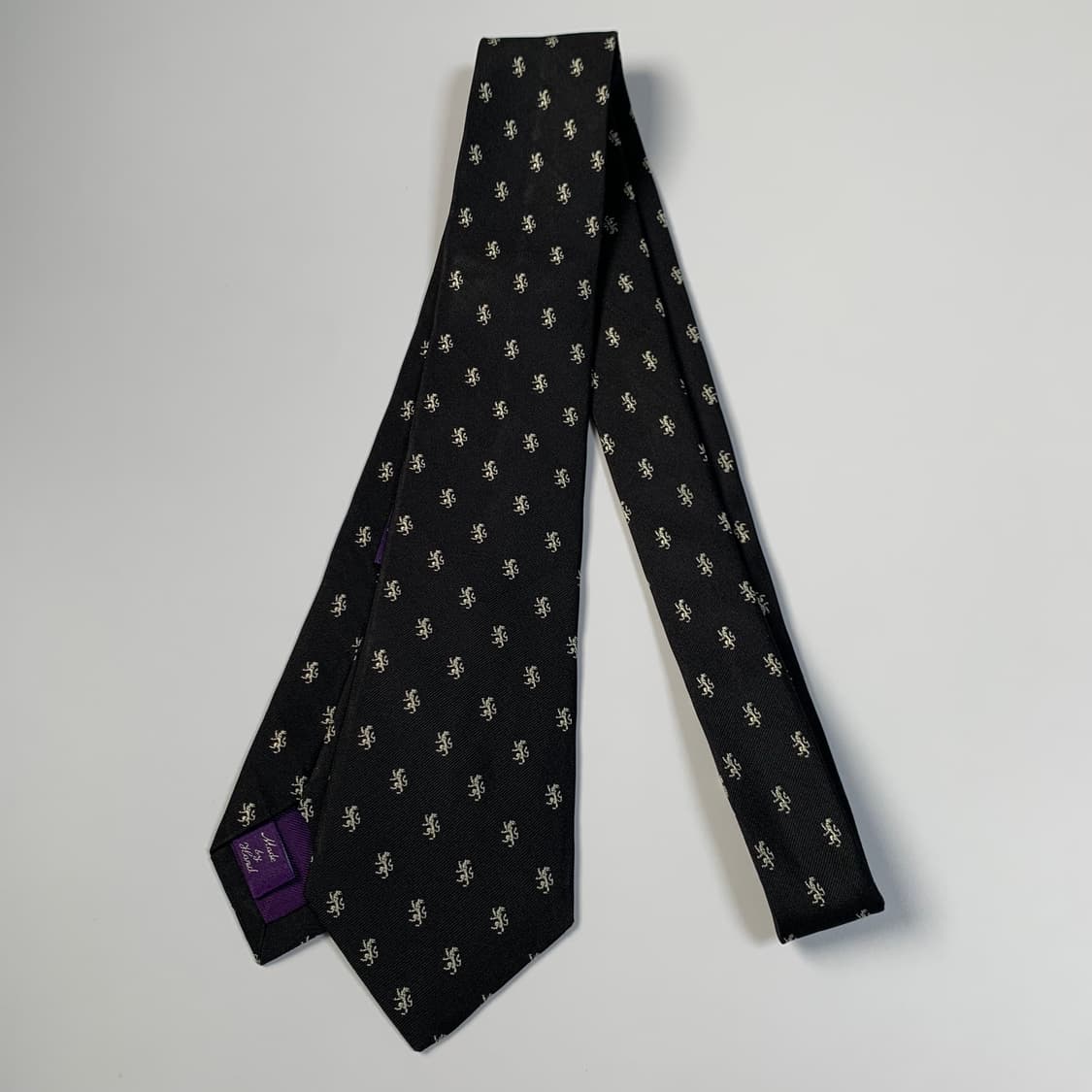 폴로 랄프로렌 퍼플라벨 블랙컬러 명품 100실크 최상급 넥타이 8.3cm 상품이미지7