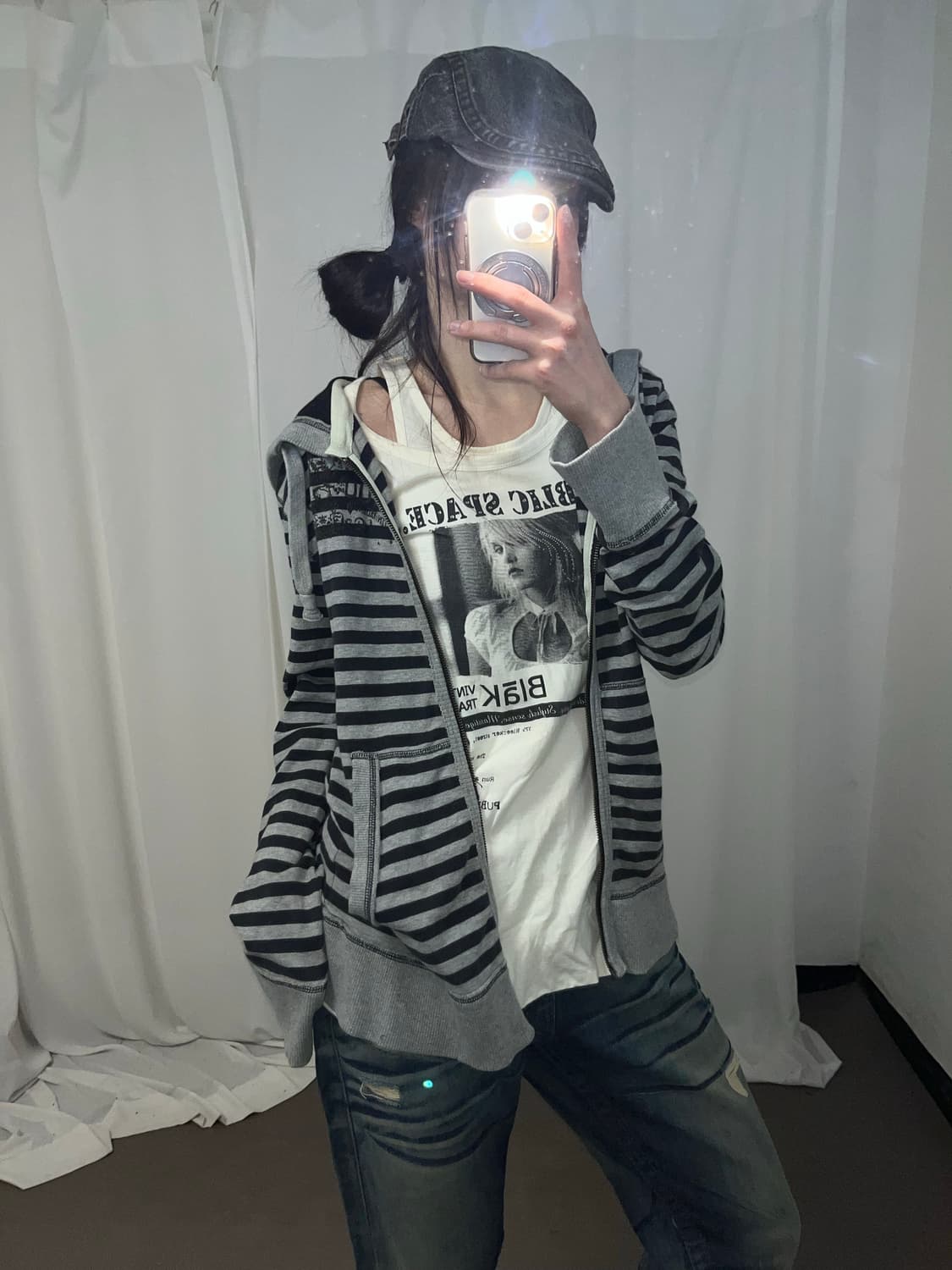 데일리 펑크 스트라이프 후드집업 상품이미지7