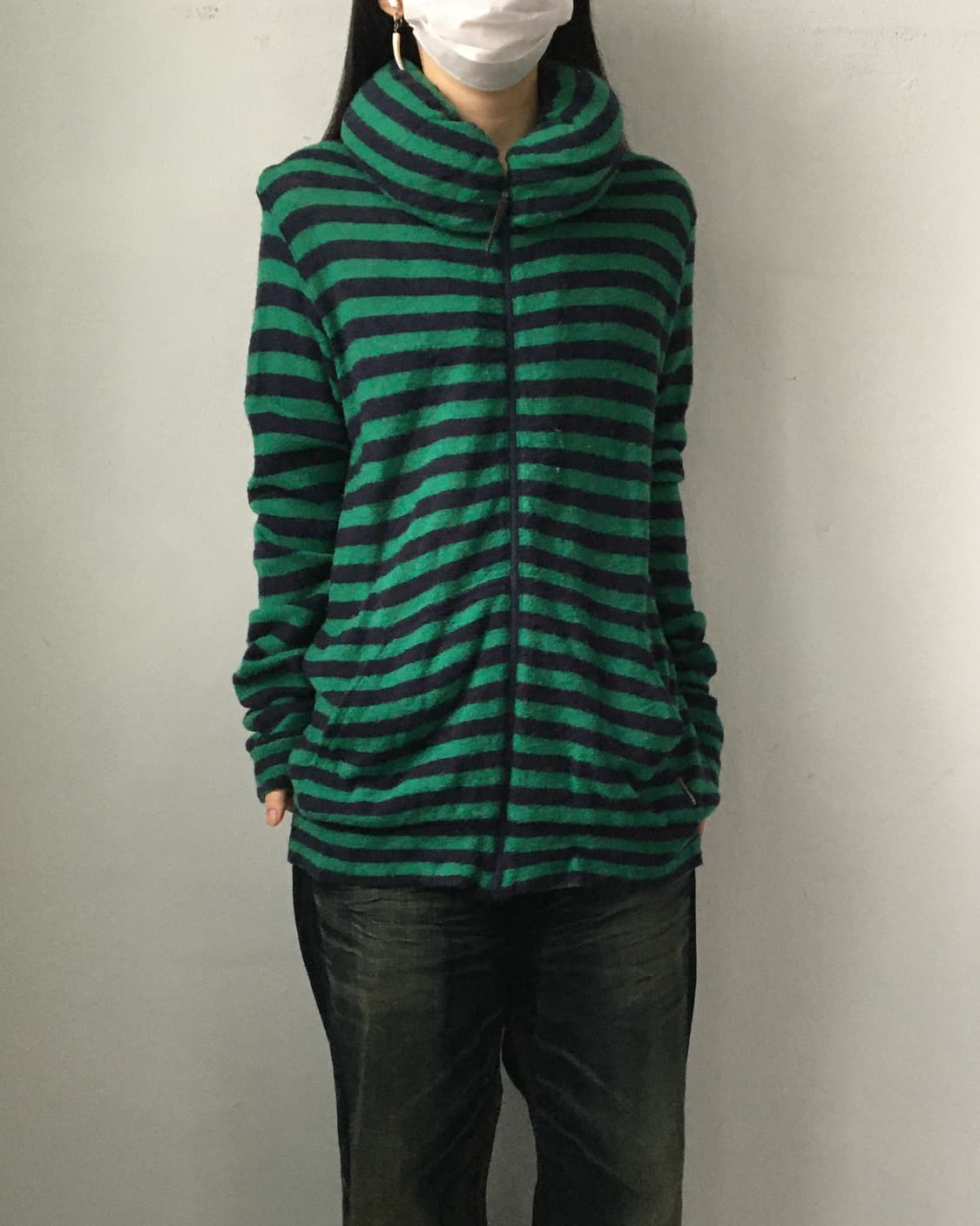 Thick neck stripe pattern zip up 상품이미지6