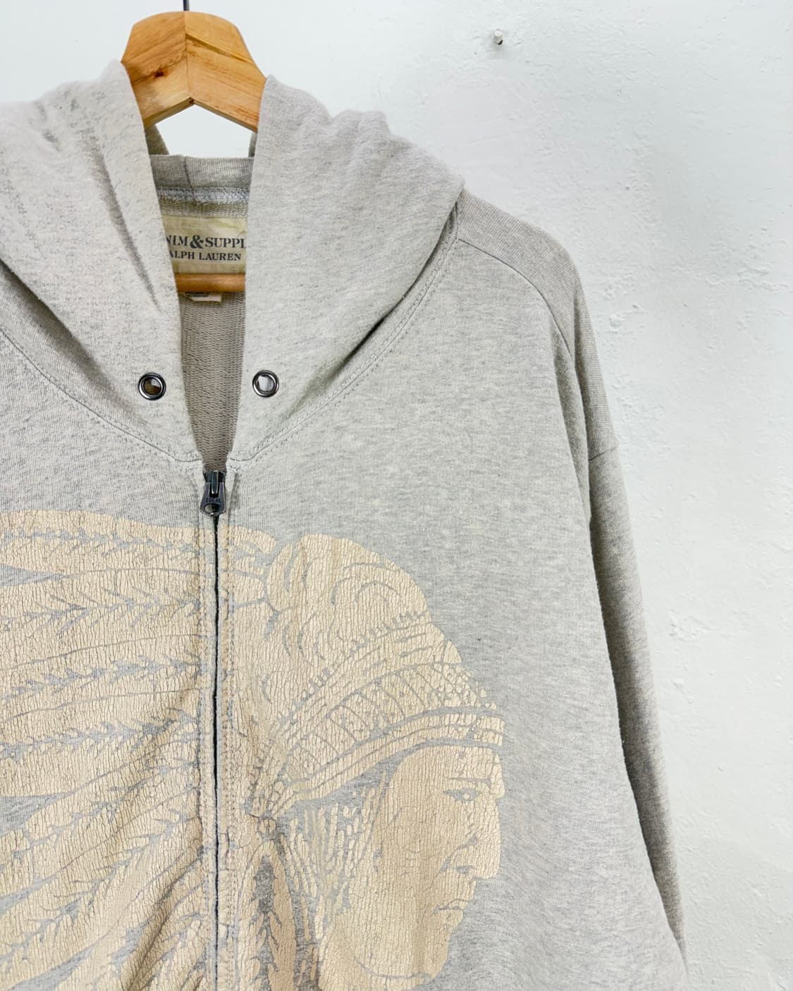 데님 앤 서플라이 인디언 헤드 라이트 그레이 후디 집업 상품이미지3