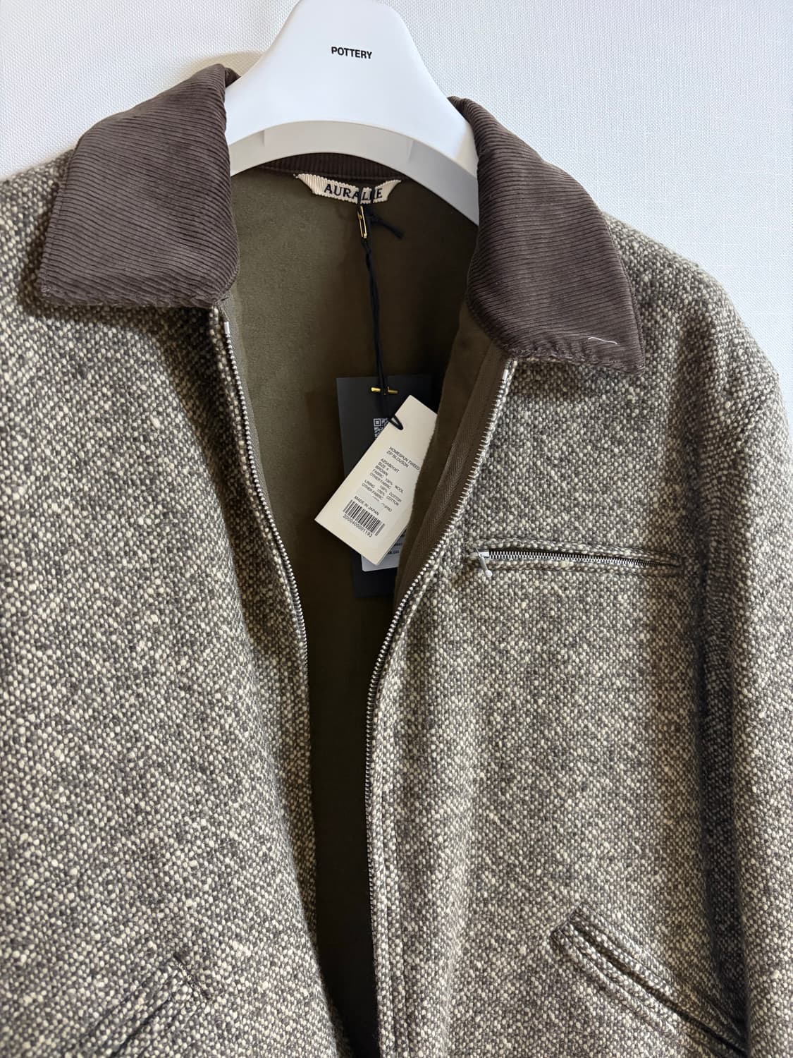 [4사이즈 새상품]오라리 25fw 홈스펀 트위드 블루종 브라운 상품이미지1