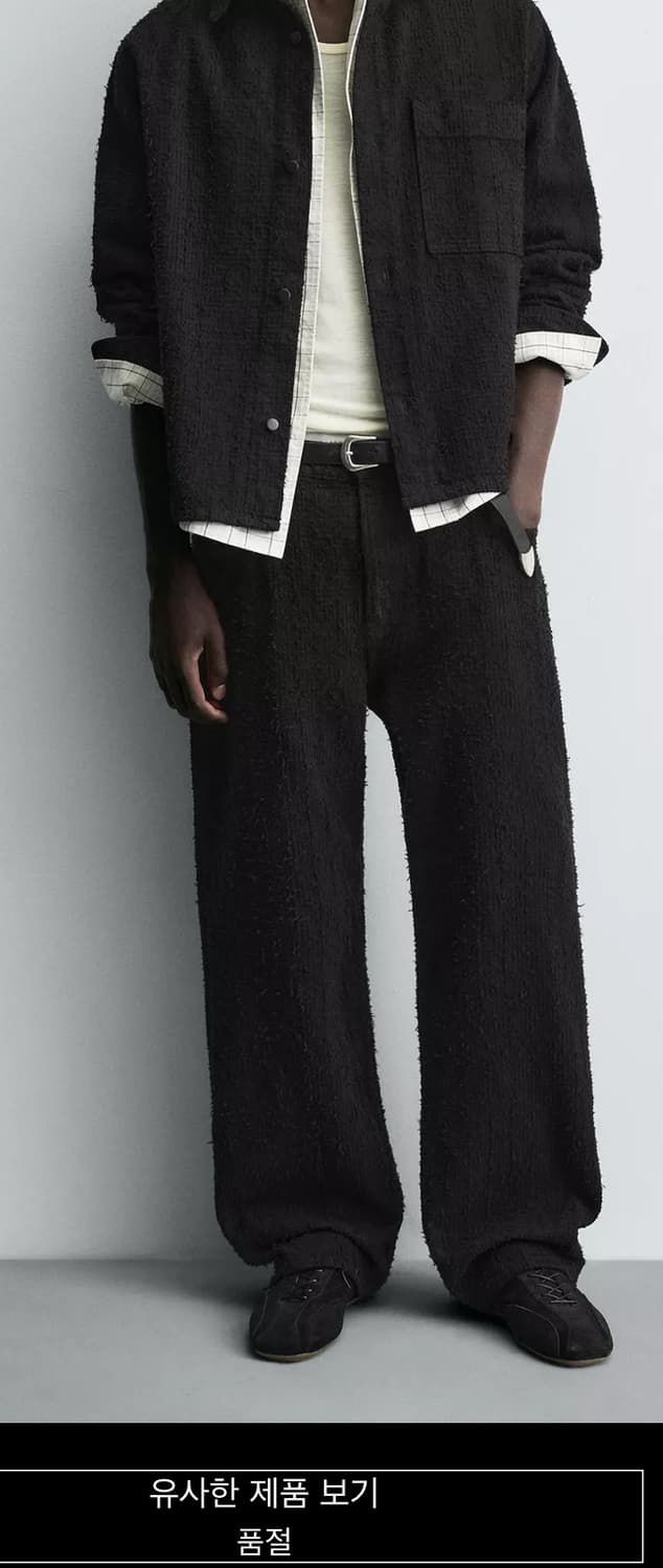 자라 자카드 릴렉스드핏 블랙 팬츠  상품이미지2