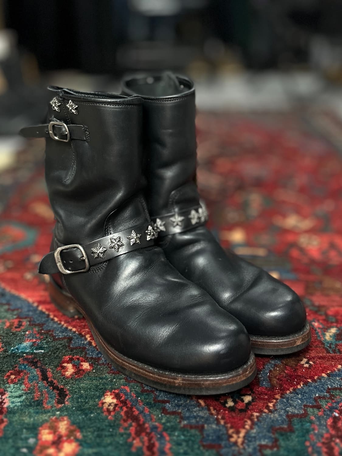 OG USA Made FRYE 풀그레인 스터드 엔지니어 부츠 상품이미지4