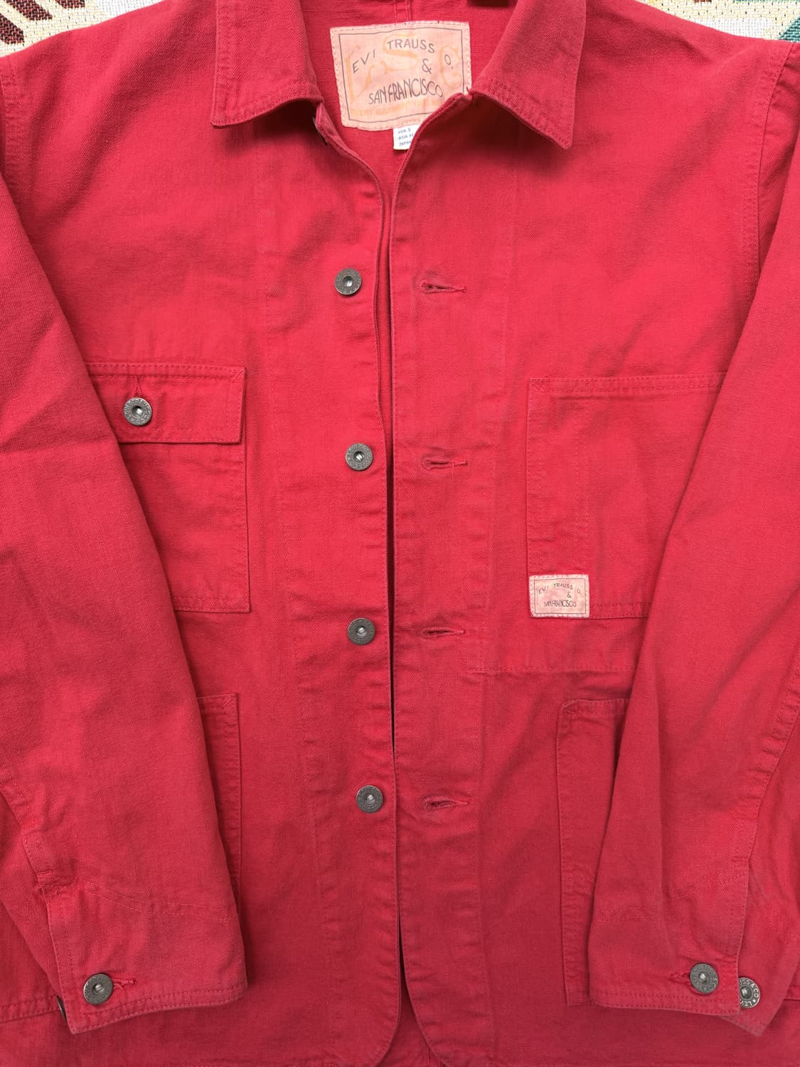 Levi’s 1999 레드 워크 커버올 자켓 m 상품이미지5