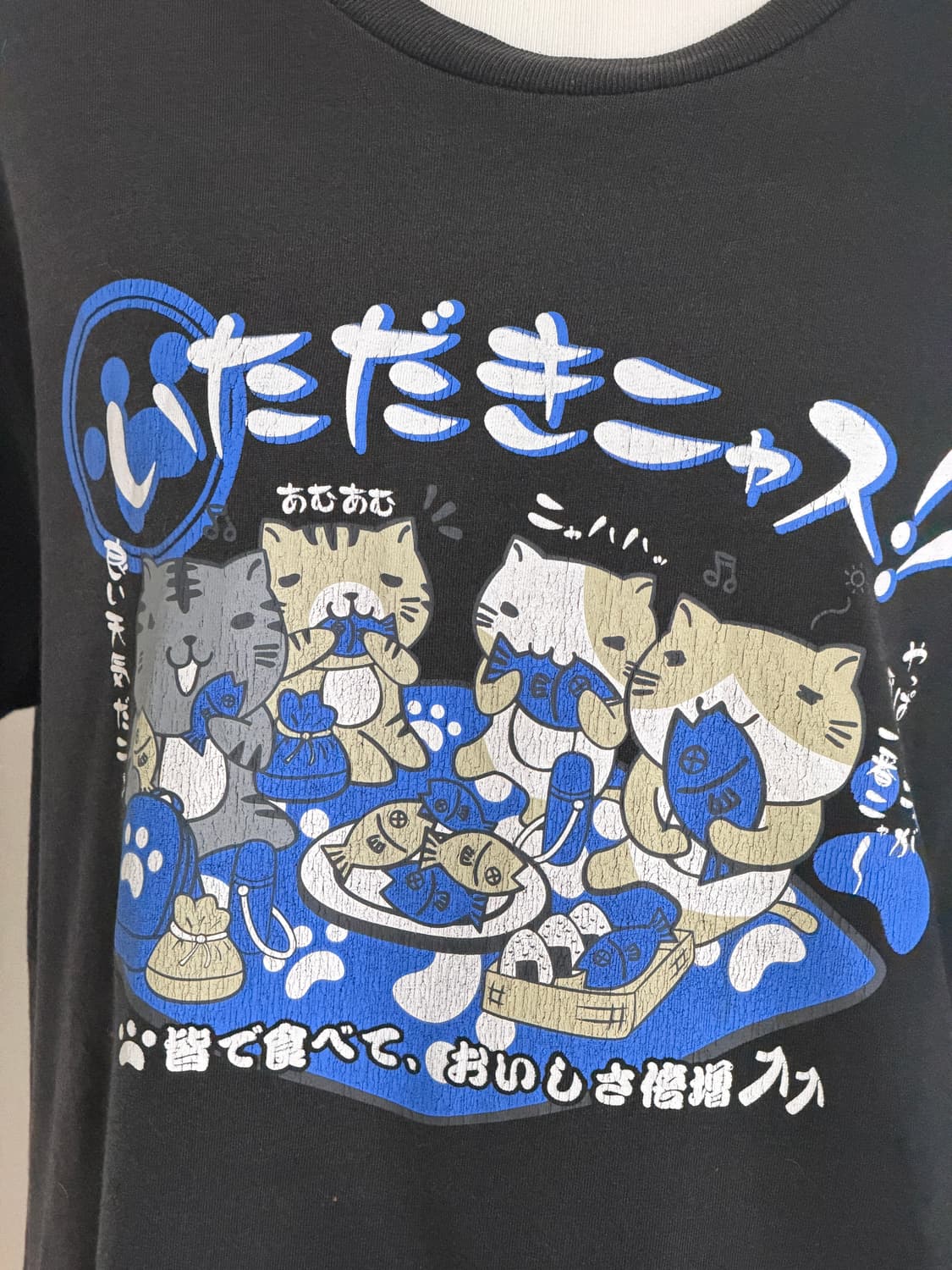 네코부치 고양이프린팅 차콜 반팔 상품이미지2