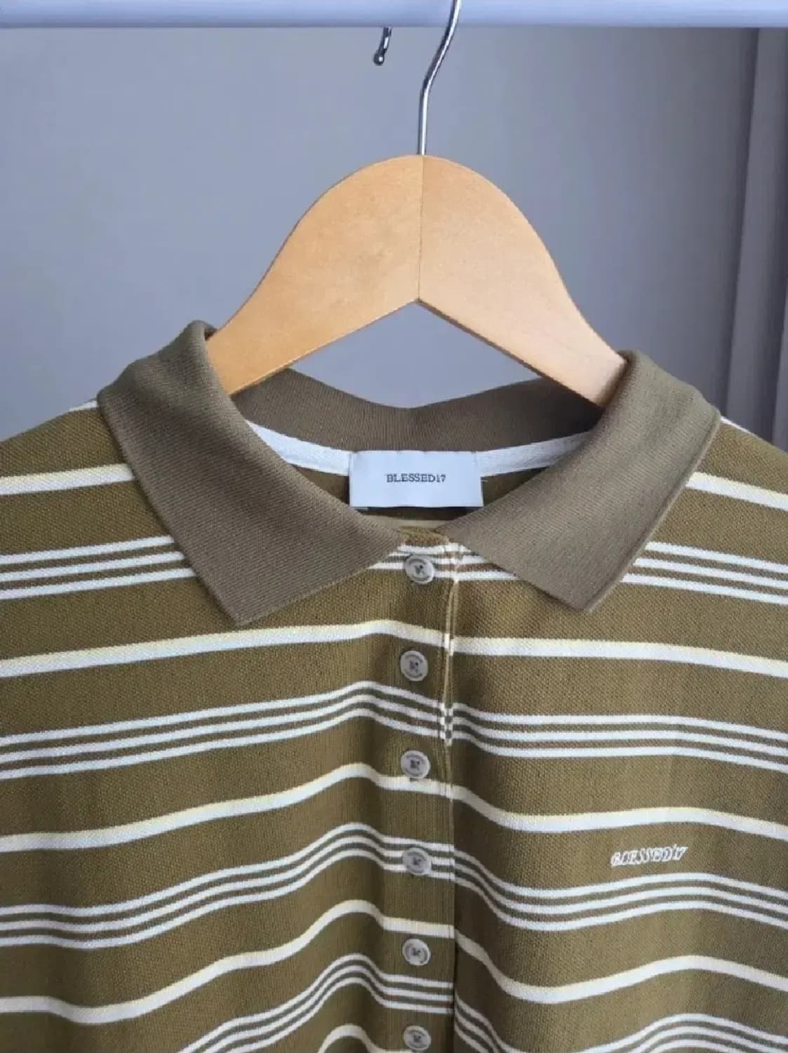 블레스드17 blessed17 스트라이프 긴팔 폴로 셔츠 상품이미지2
