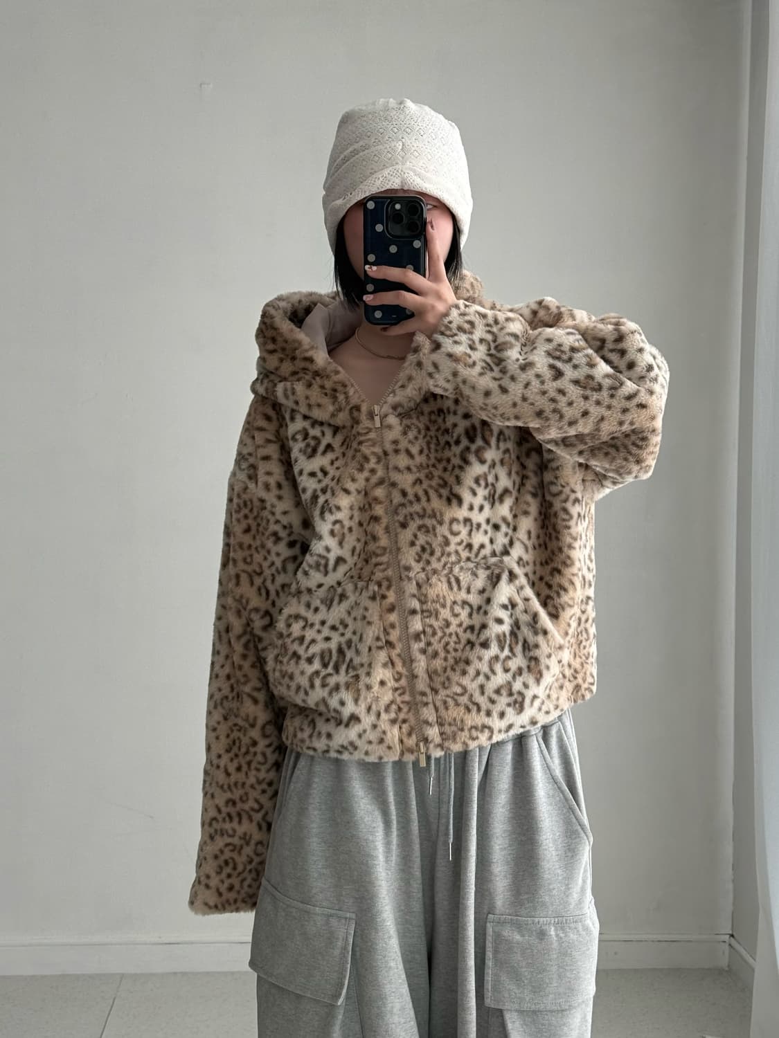 어반드레스 호피 퍼 후드자켓 상품이미지1