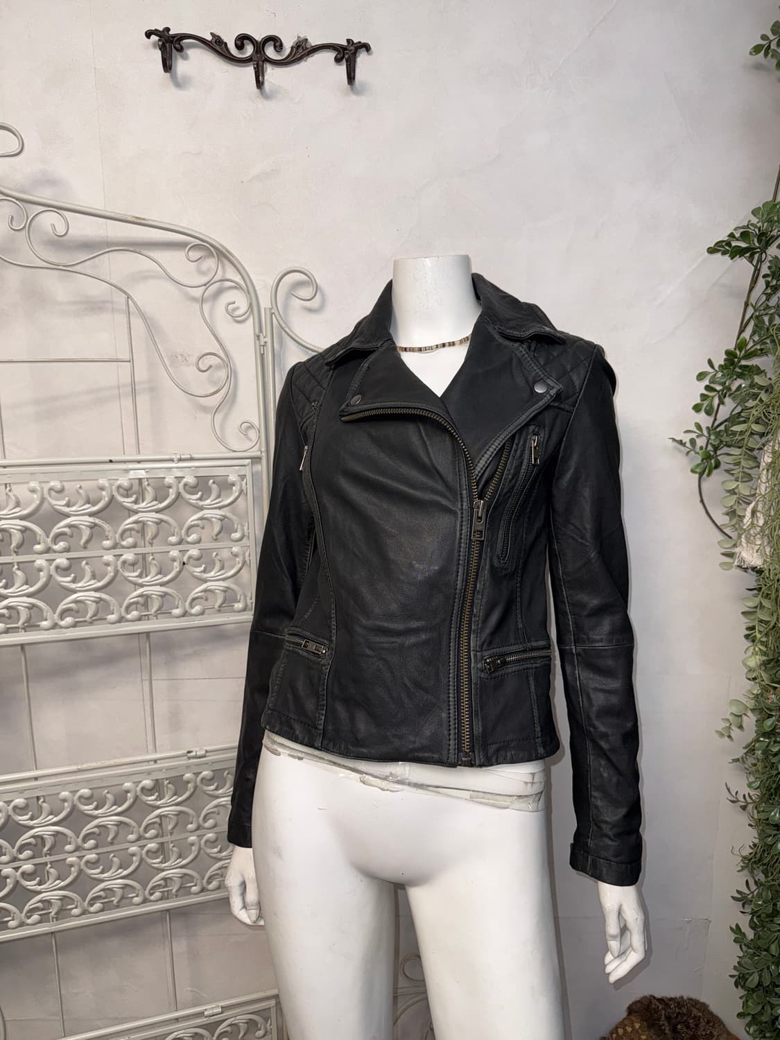 All Saints black lamb skin rider jacket  상품이미지5