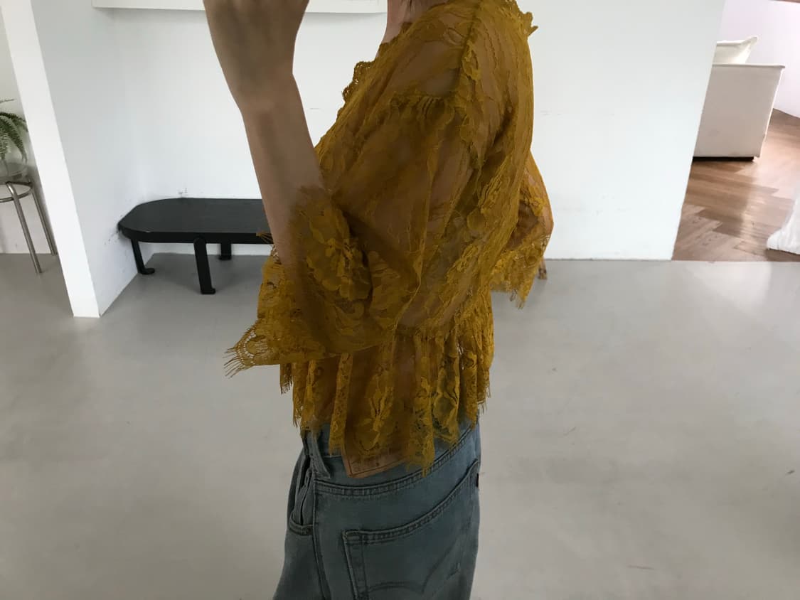 vintage yellow lace blouse 상품이미지7