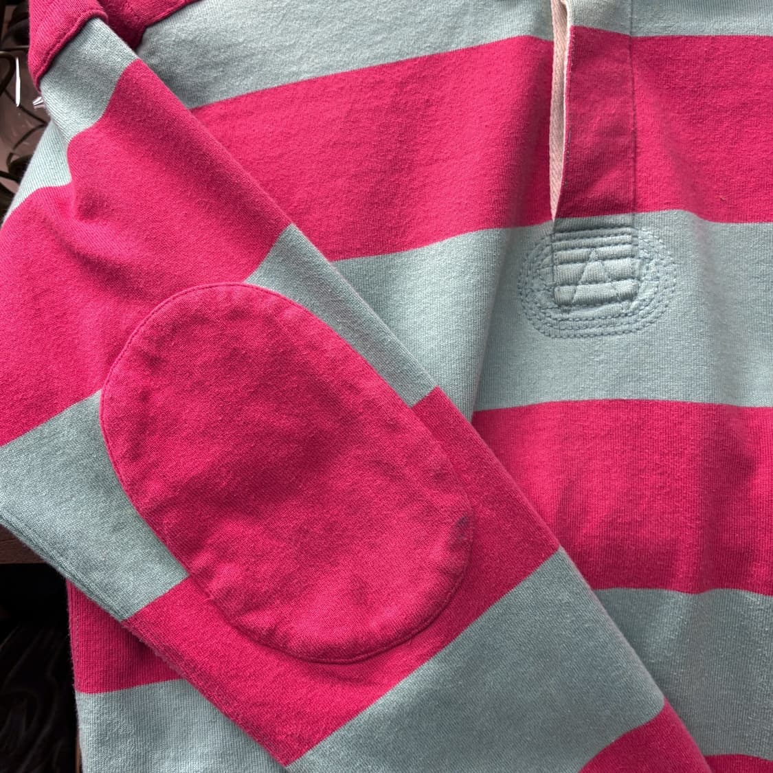 90s 폴로 랄프로렌 숄더패치 코튼캔디 스트라이프 럭비카라티 N606 상품이미지6