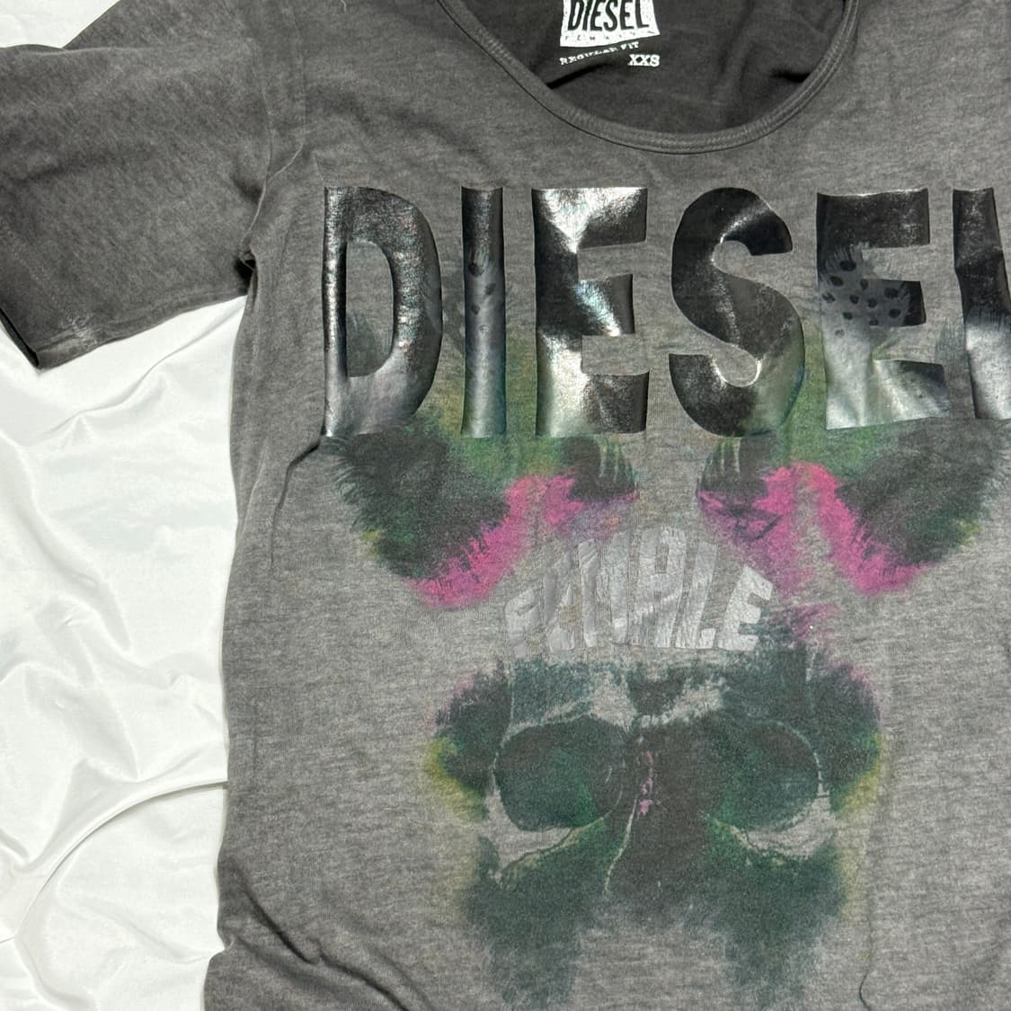 DISEL y2k 워싱 로고 프린트 티셔츠 상품이미지3