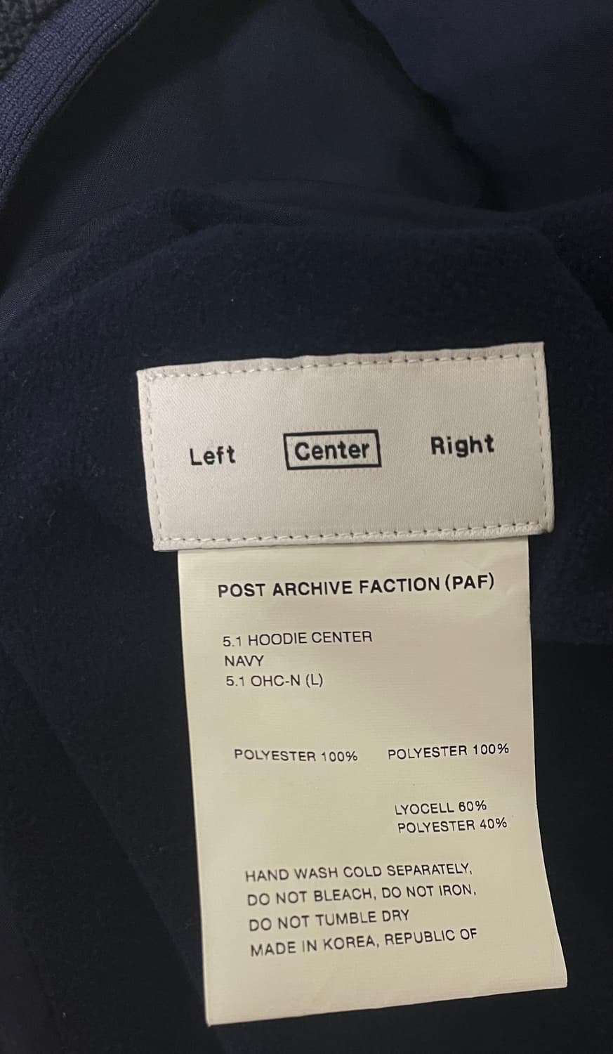 Paf 5.1 Hoodie Center Navy 상품이미지4