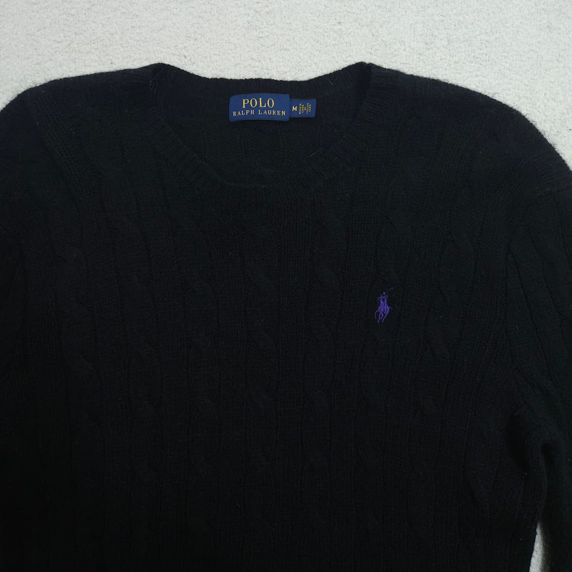 폴로 랄프 로렌 캐시미어 울 케이블 니트 M 블랙 상품이미지3