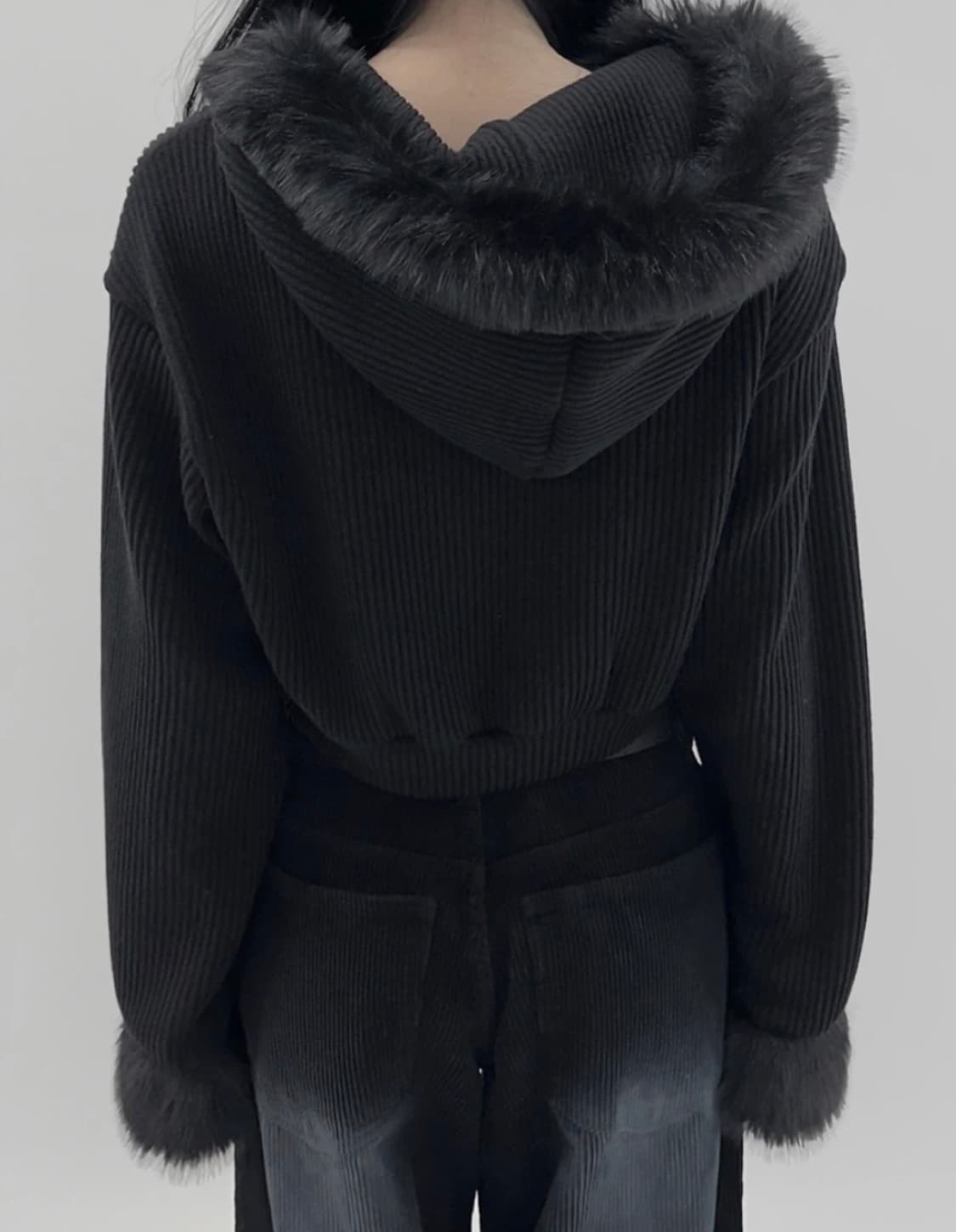 므넴 샤킨 퍼 골지 후드집업 상품이미지3