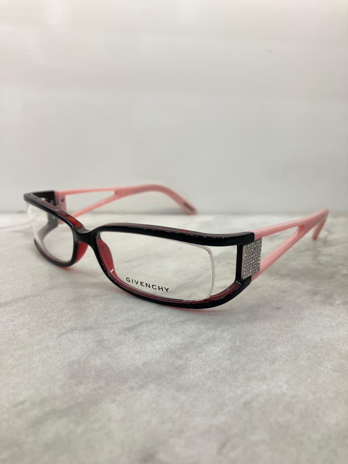 B42 지방시 GIVENCHY 레드핑크 스퀘어 큐빅 뿔테 안경 상품이미지9
