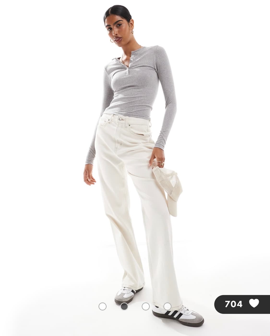 ASOS 헨리넥 티셔츠 그레이 상품이미지3