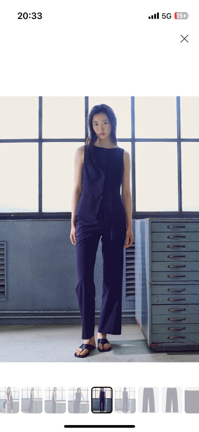 구호플러스 린넨스타일 네이비 슬랙스 상품이미지4