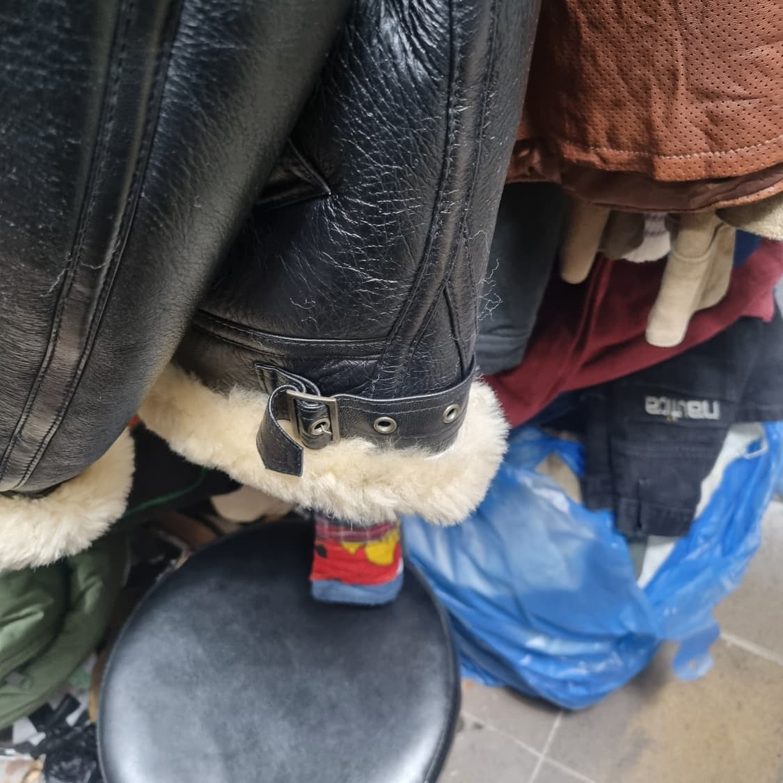 쏭스튜디오 무스탕 가죽 자켓 블랙 양털 상품이미지5