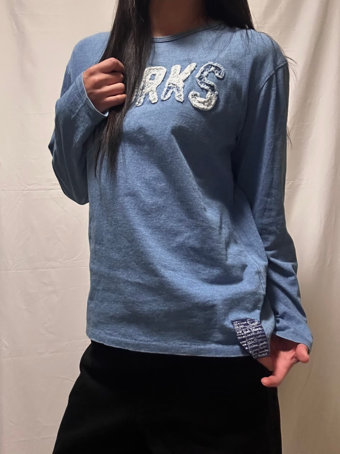 빈티지 패치워크 코튼 긴팔티셔츠 상품이미지6