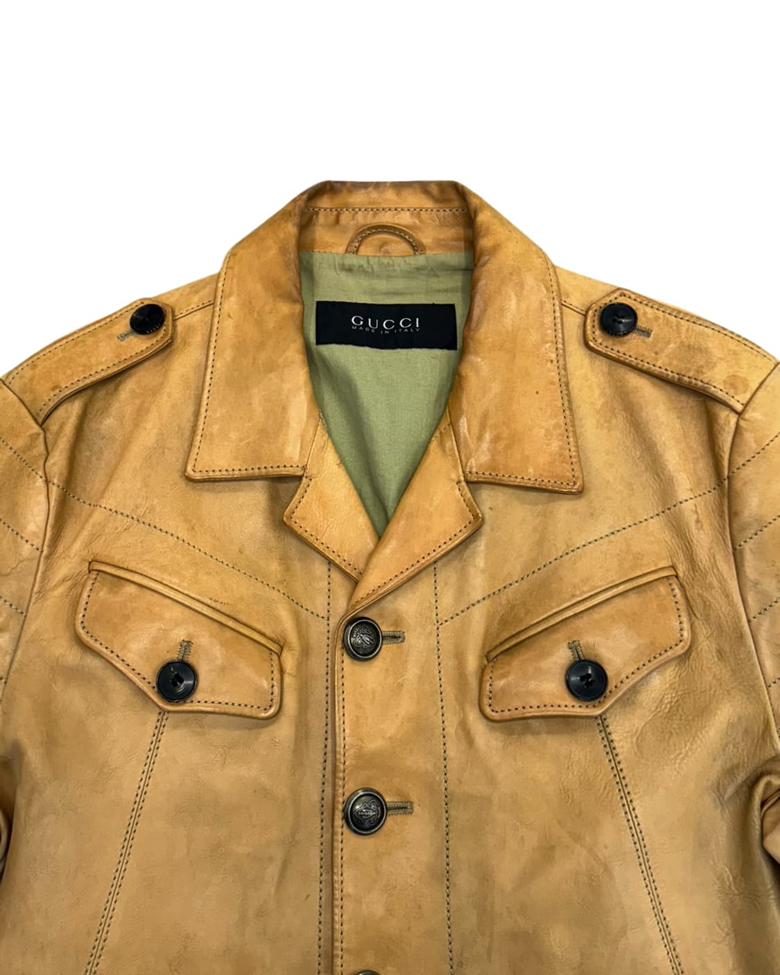 구찌 by 톰 포드 엘보우 패치 디테일 레더 블루종 상품이미지5