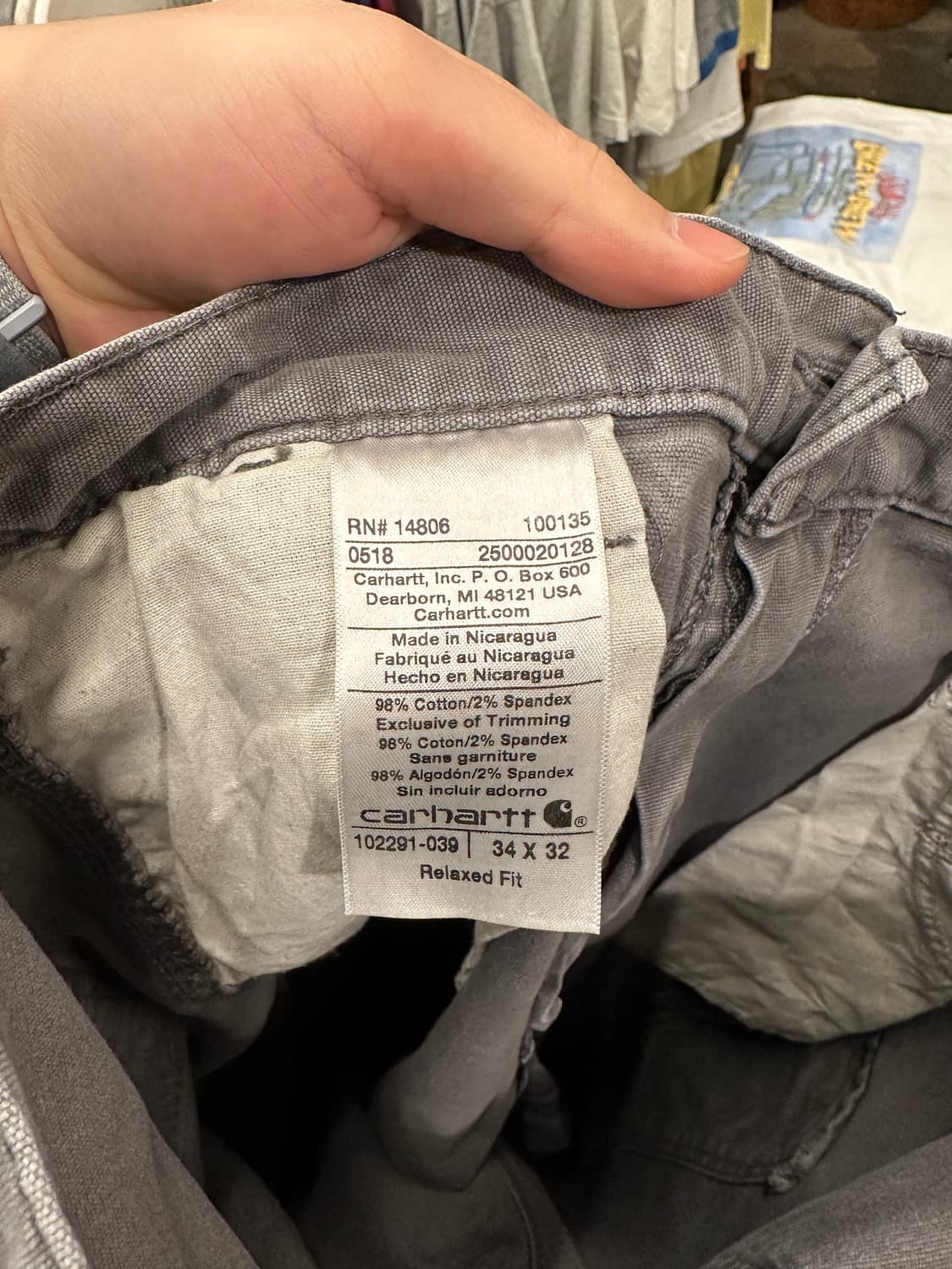 칼하트 릴렉스핏 카펜터 코튼팬츠 34x32 상품이미지5