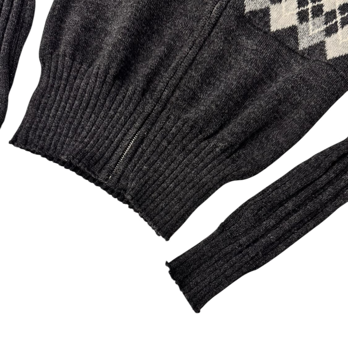 LYNN HOLLYN 아가일 울 후드 집업 자켓 차콜 상품이미지4