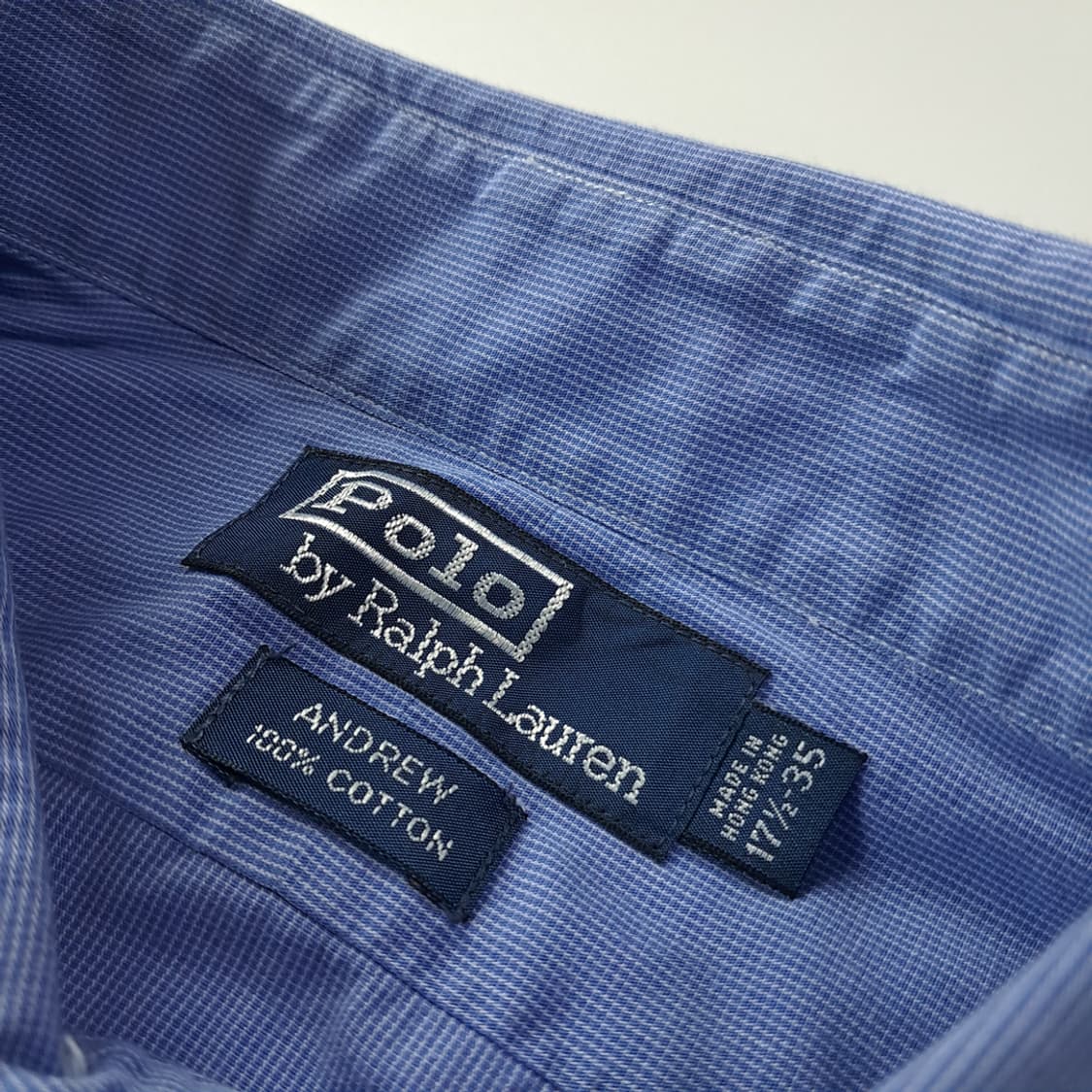 CJ462 XL 폴로 앤드류핏 90s 홍콩판 블루 마이크로도트 셔츠 남 상품이미지3