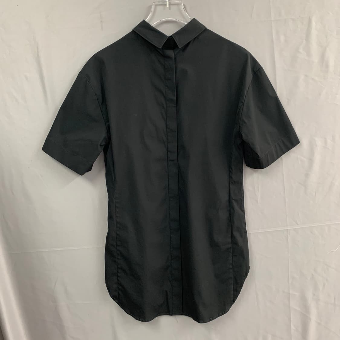 S 닐바렛 백버튼 스판 블랙 반팔 블라우스 셔츠 상품이미지2